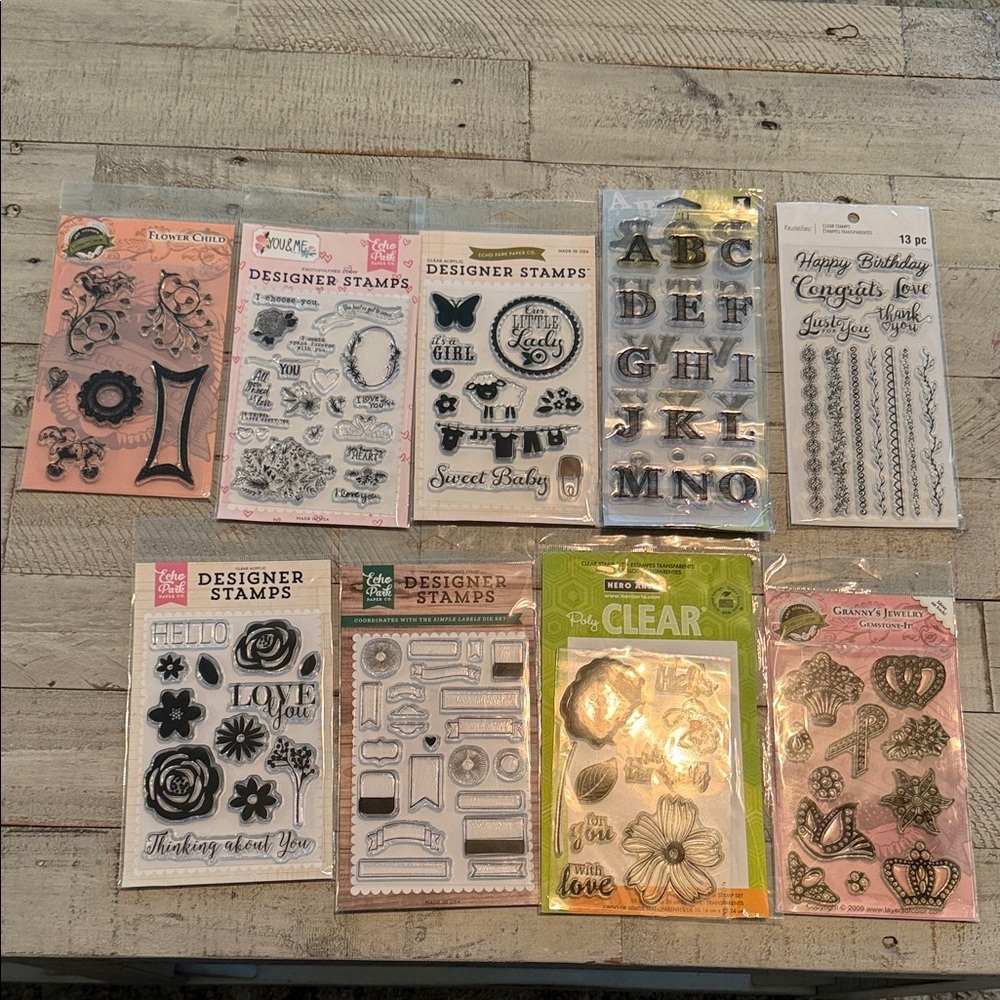 NWT Lot of Assorted Clear Stamps Sets-9 packs‎